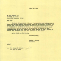 Letter from McDavid to Boling regarding Gay People&#039;s Alliance, April 16, 1974