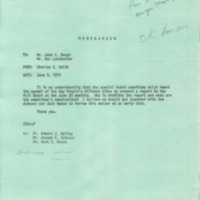 Memorandum from Smith to Baugh and Leadbetter, Special Board Committee Report, June 3, 1974
